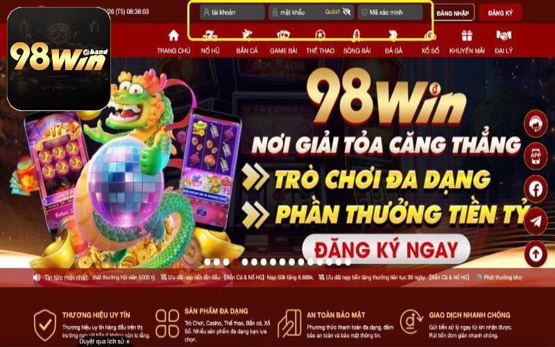 Quy trình đăng nhập 98Win đơn giản