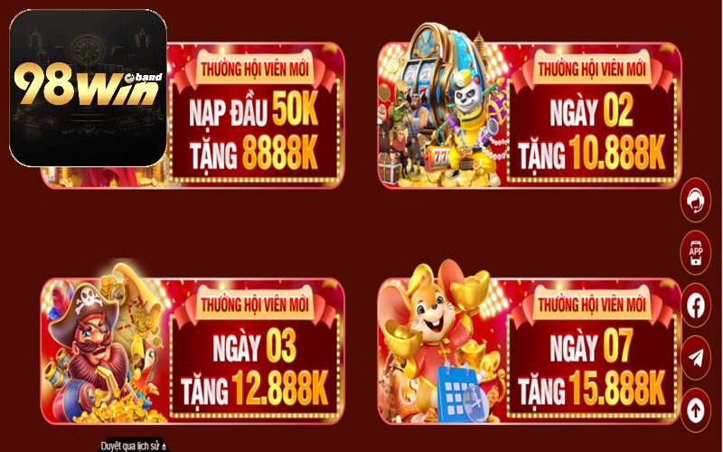 Tham gia nhận khuyến mãi 98Win cơ hội nhận nhiều giftcode 